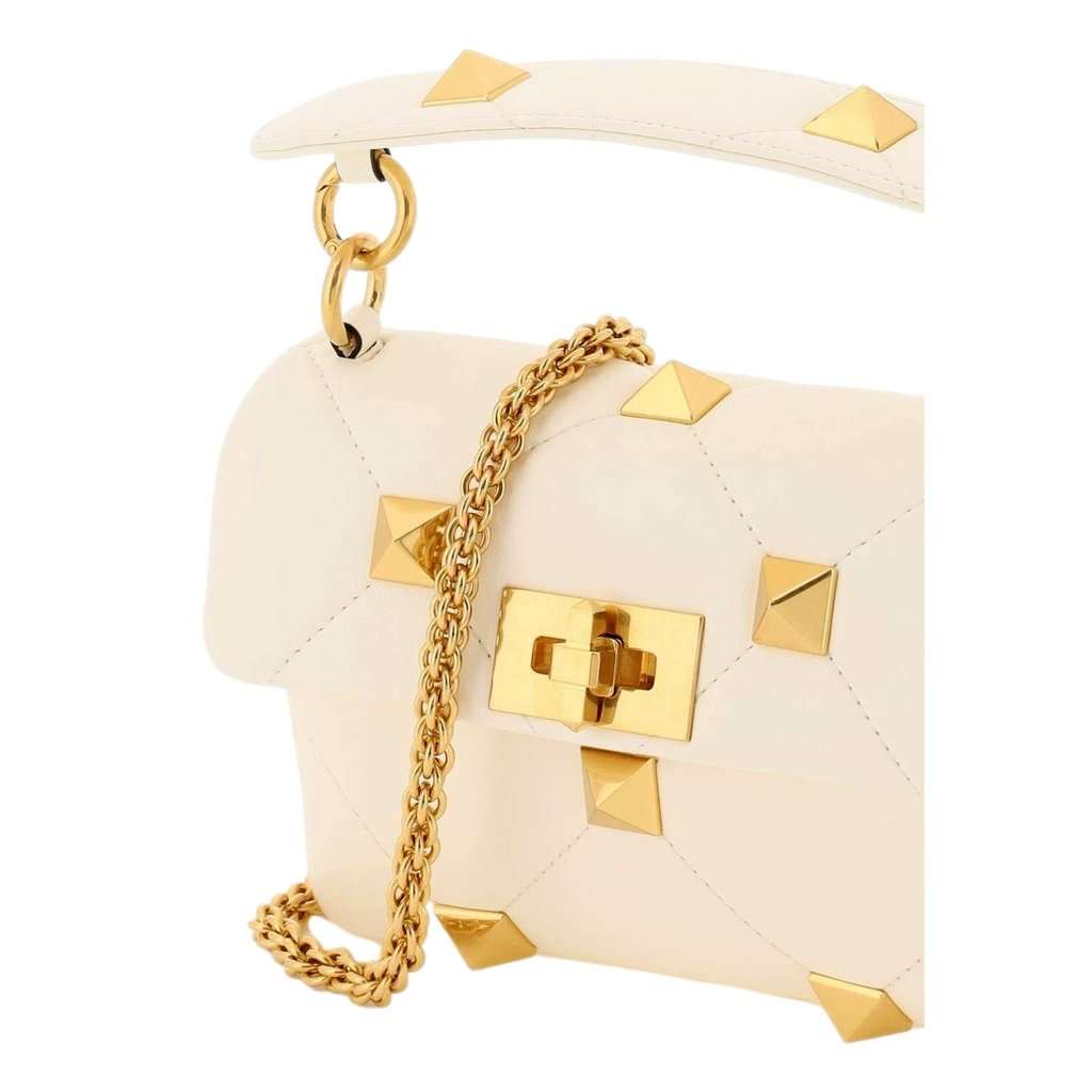 Valentino Garavani Valentino Garavani Roman Stud Small Crossbody Bag Ivory Nappa Leather Beige Leather Never worn - Back View