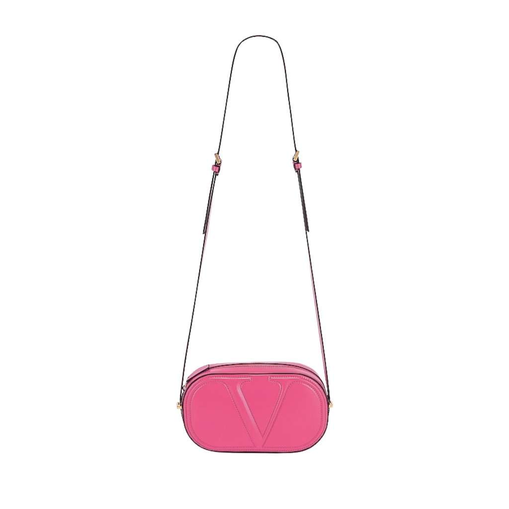 Valentino Garavani Valentino Garavani VLogo Walk Crossbody Bag Pink Calf Leather Medium Pink Leather Never worn - Model View