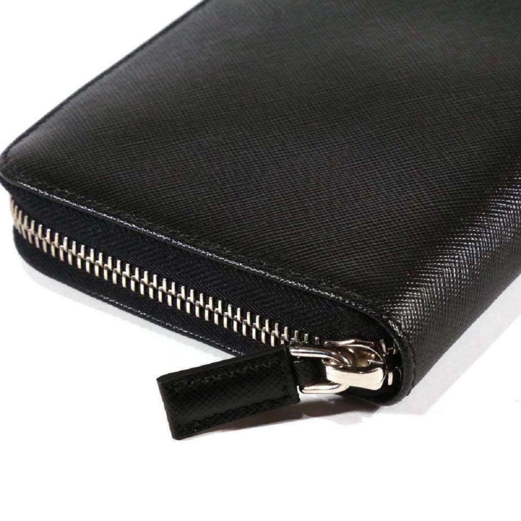 Prada Prada Saffiano Active Black Leather Stripe Zip Around Wallet Black Leather Never worn - Box View