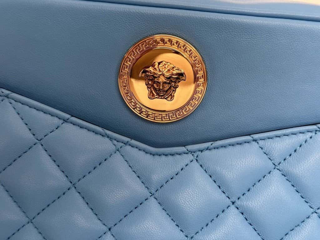 Versace Versace La Medusa Blue Quilted Lamb Leather Medium Crossbody Bag Blue Leather Never worn - Inside View