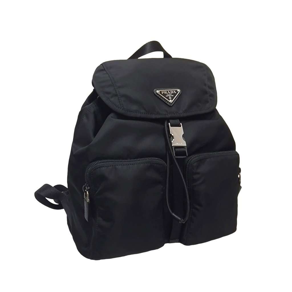 Prada Prada Re-Nylon Black Drawstring Small Rucksack Backpack Black Never worn - Model View