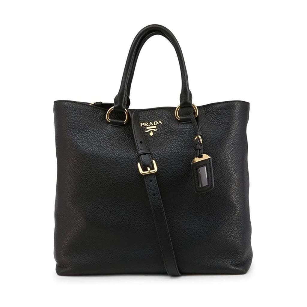 Prada Prada Black Vitello Phenix Leather Shopping Tote Bag Black Leather Never worn - Front View