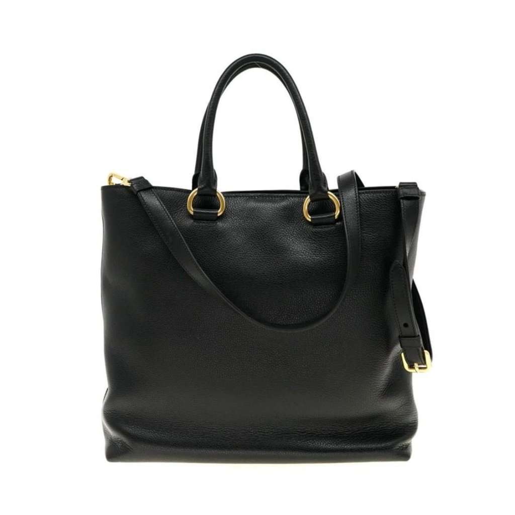 Prada Prada Black Vitello Phenix Leather Shopping Tote Bag Black Leather Never worn - Box View