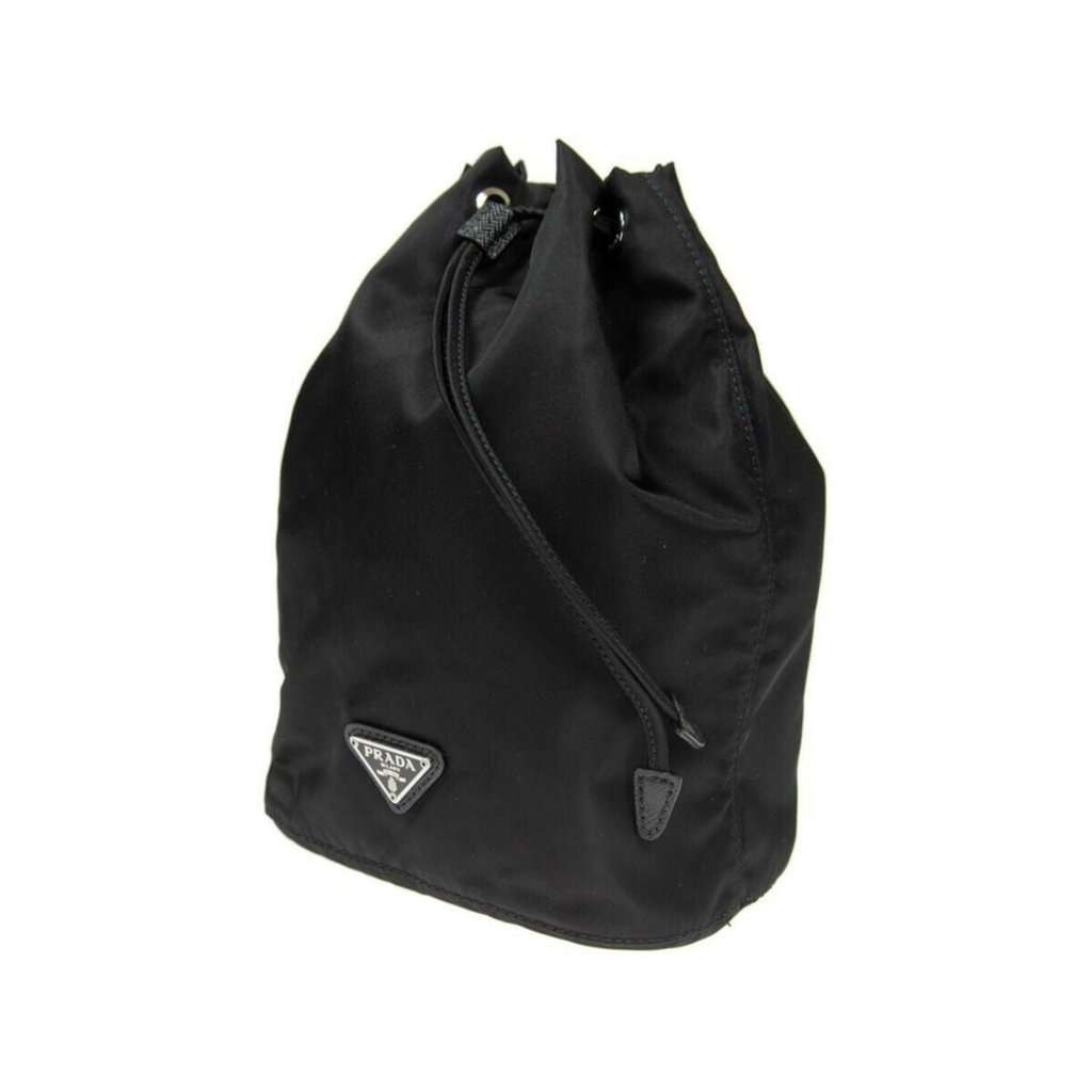 Prada Prada Black Tessuto Nylon Triangle Logo Drawstring Bucket Bag Black Never worn - Inside View