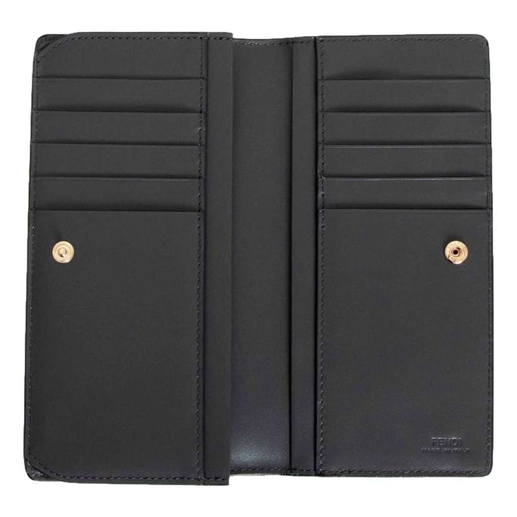 Fendi Fendi O'Lock Anthracite Gray and Python Print Leather Snap Continental Wallet Brown Leather Never worn - Model View