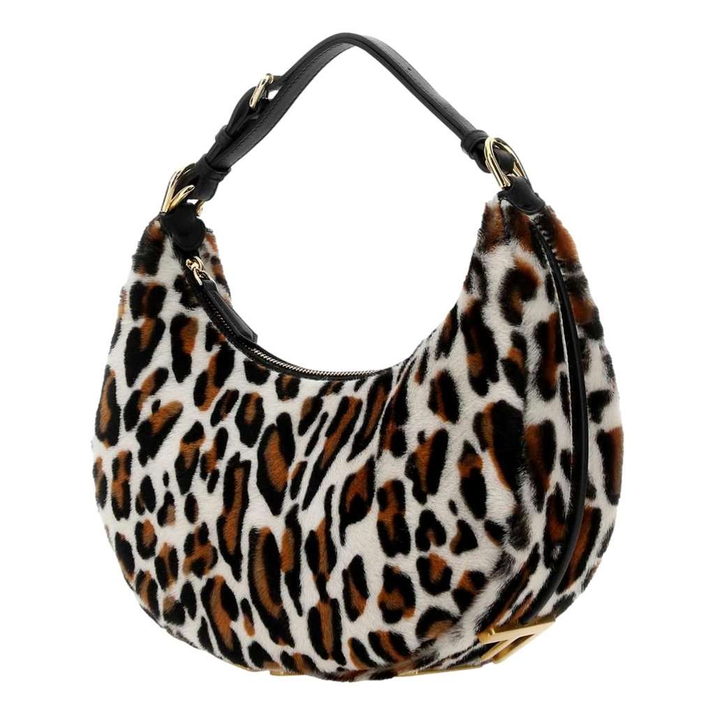 Fendi Fendi Fendigraphy Lamb Fur Animal Print Shoulder Bag Gold Hardware White Leather Never worn - Inside View