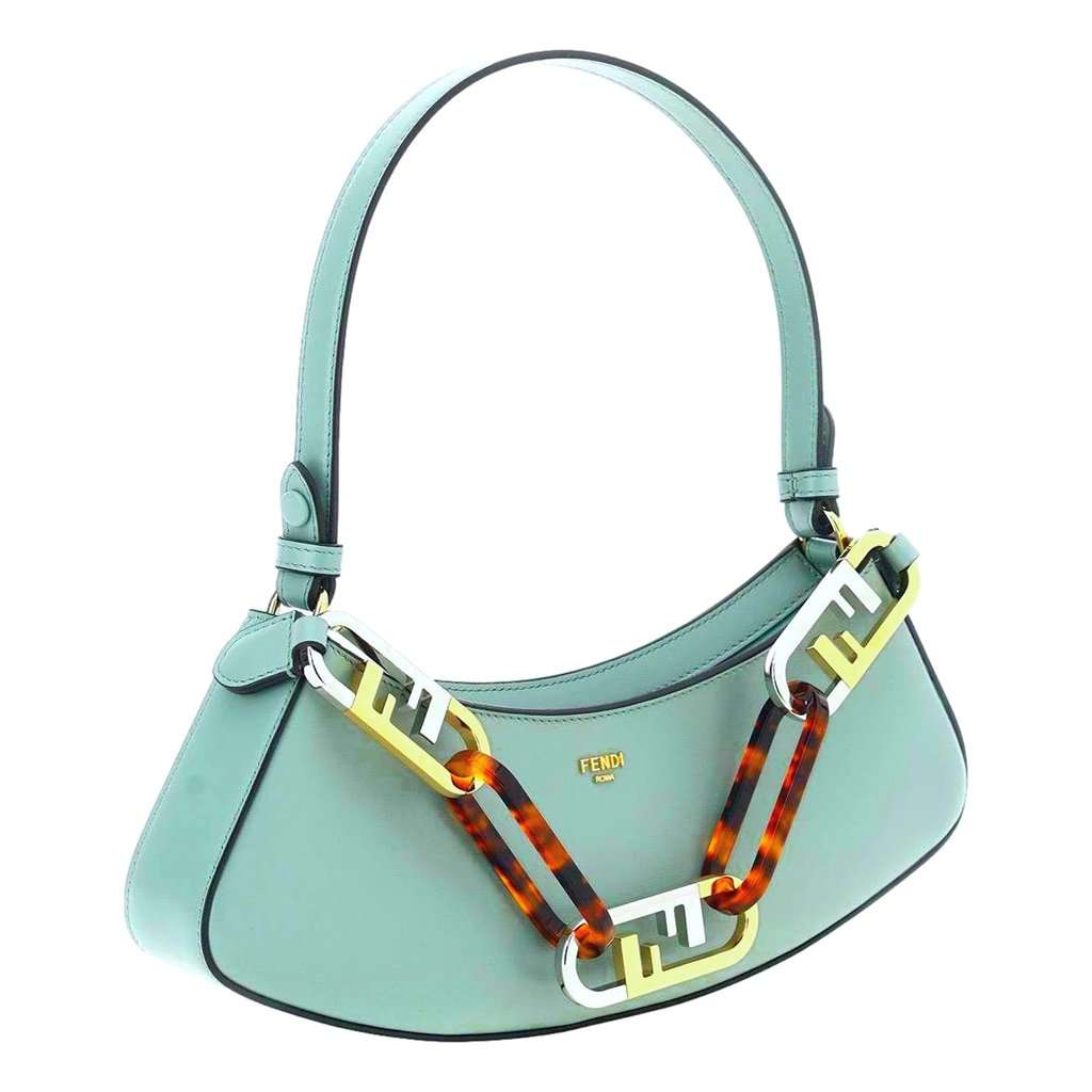 Fendi Fendi O'Lock Swing Tiffany Blue Calf Leather Small Hobo Shoulder Bag Blue Leather Never worn - Back View