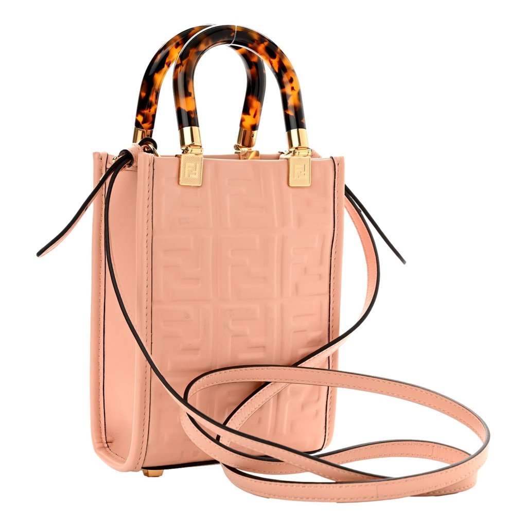 Fendi Fendi Mini Sunshine Shopper Tote Crossbody Baby Pink Zucca Leather Pink Leather Never worn - Inside View