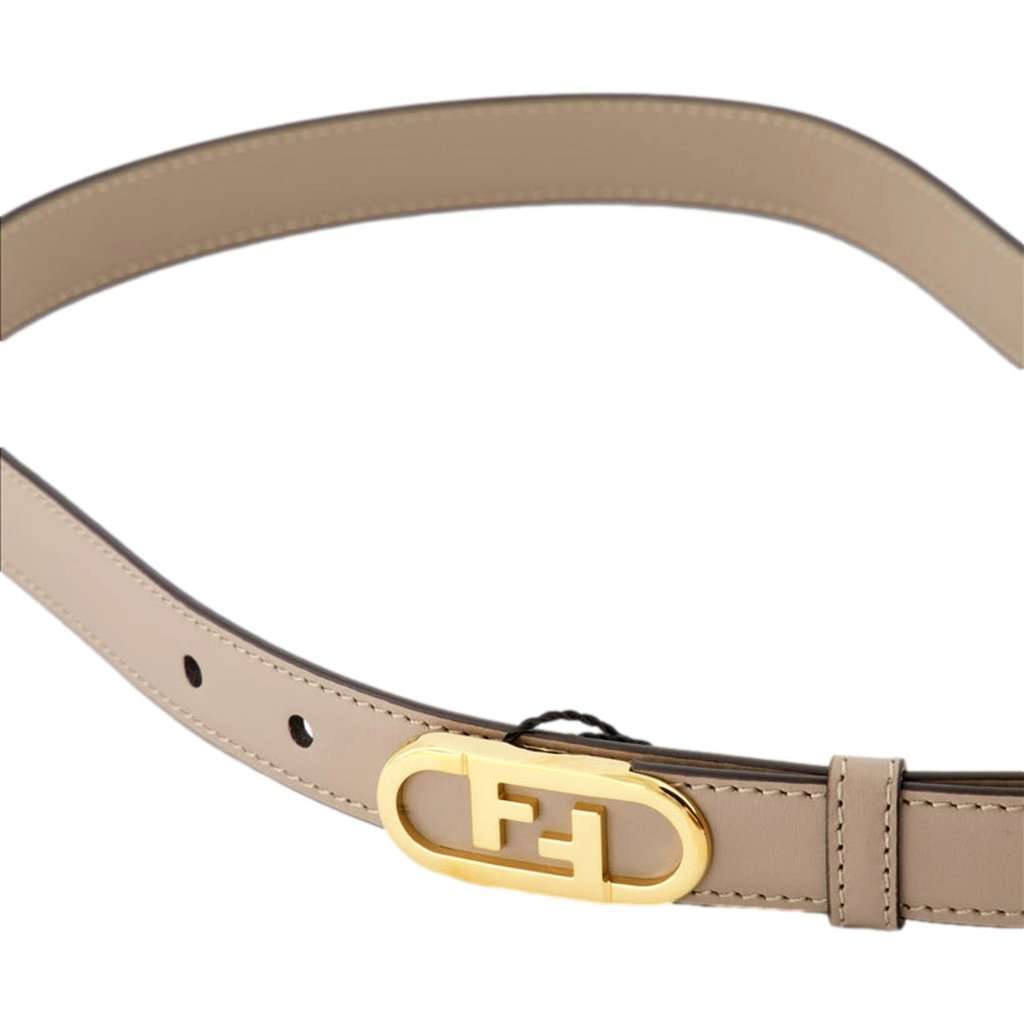 Fendi Fendi O'Lock Skinny Belt Grey Tortora Leather Gold FF Buckle Size 80 Camel Leather Never worn - Back View