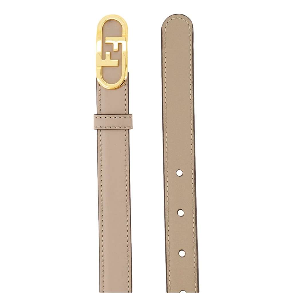 Fendi Fendi O'Lock Skinny Belt Grey Tortora Leather Gold FF Buckle Size 80 Camel Leather Never worn - Inside View