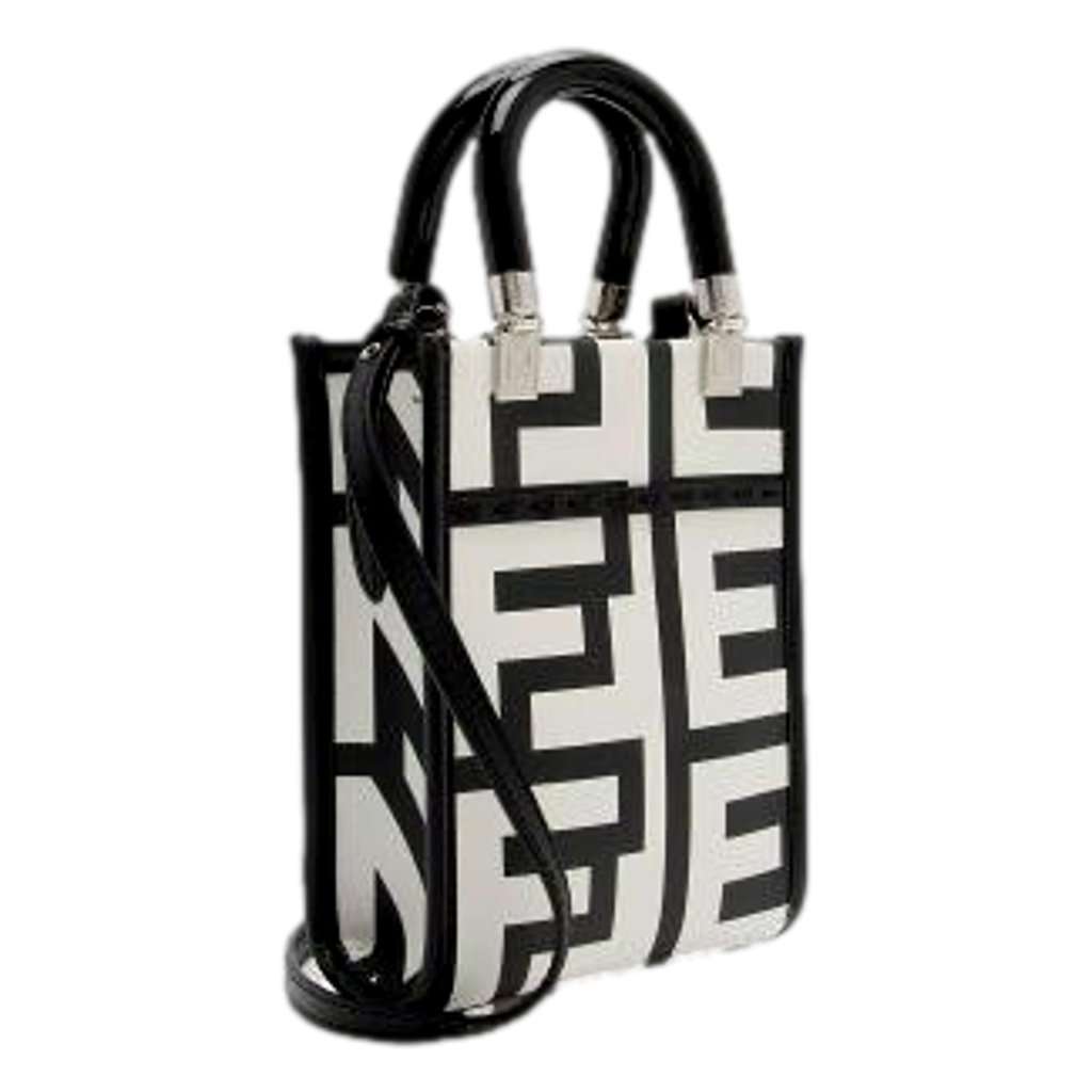 Fendi Fendi Sunshine Nero and Blanco Calfskin Leather Mini Bag Black Leather Never worn - Back View