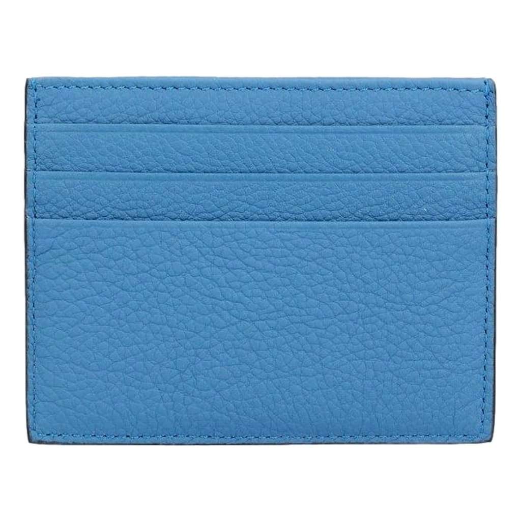 Fendi Fendi Signature Fiordaliso Blue Grained Leather Card Case Wallet Blue Leather Never worn - Inside View