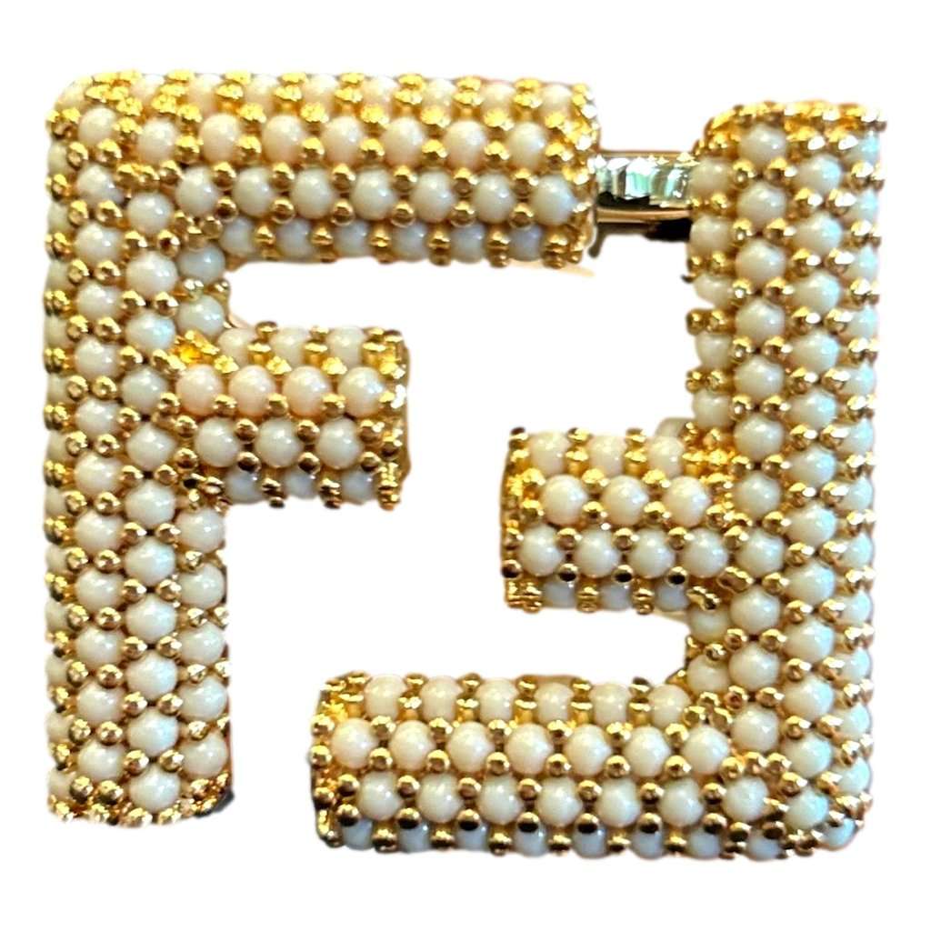 Fendi Fendi FF Studded Skinny Ivory Latte Belt Size 90 White Leather Never worn - Inside View