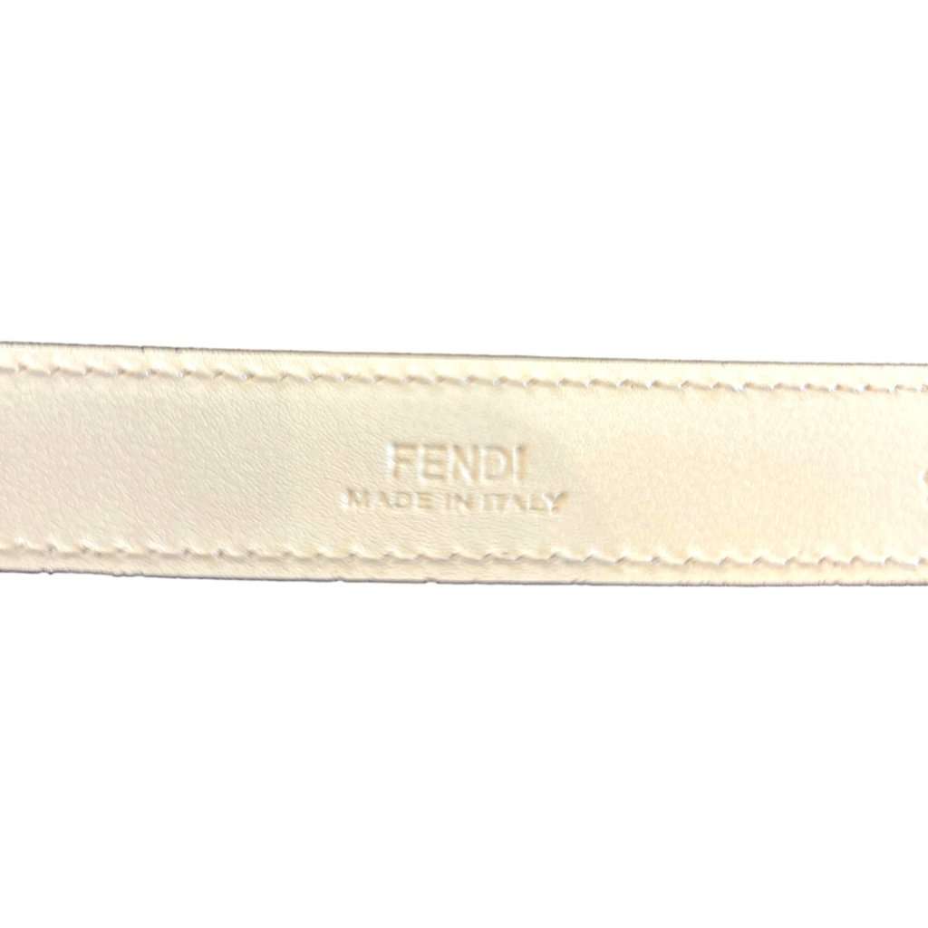 Fendi Fendi FF Studded Skinny Ivory Latte Belt Size 90 White Leather Never worn - Model View