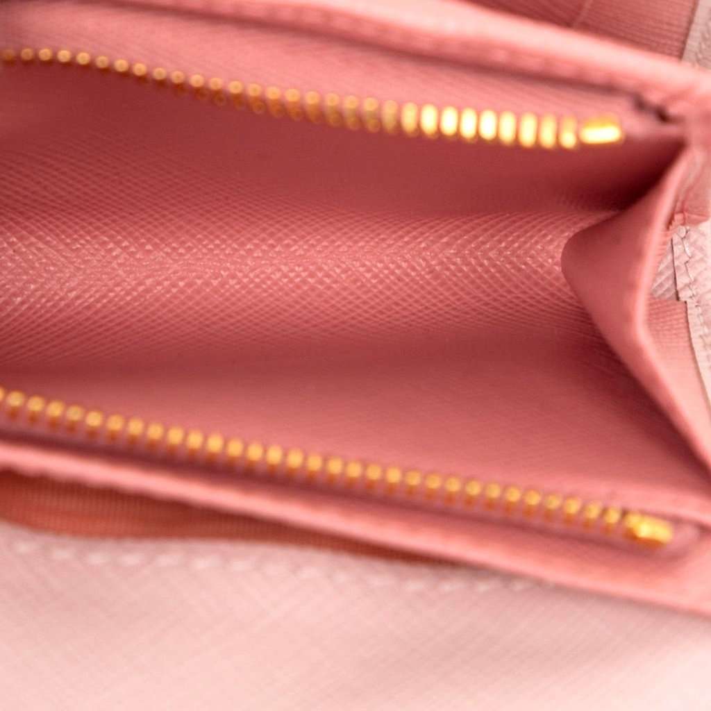 Prada Prada Saffiano Petalo Pink Multicolor Trifold Coin Zipper Card Snap Wallet Pink Leather Never worn - Box View