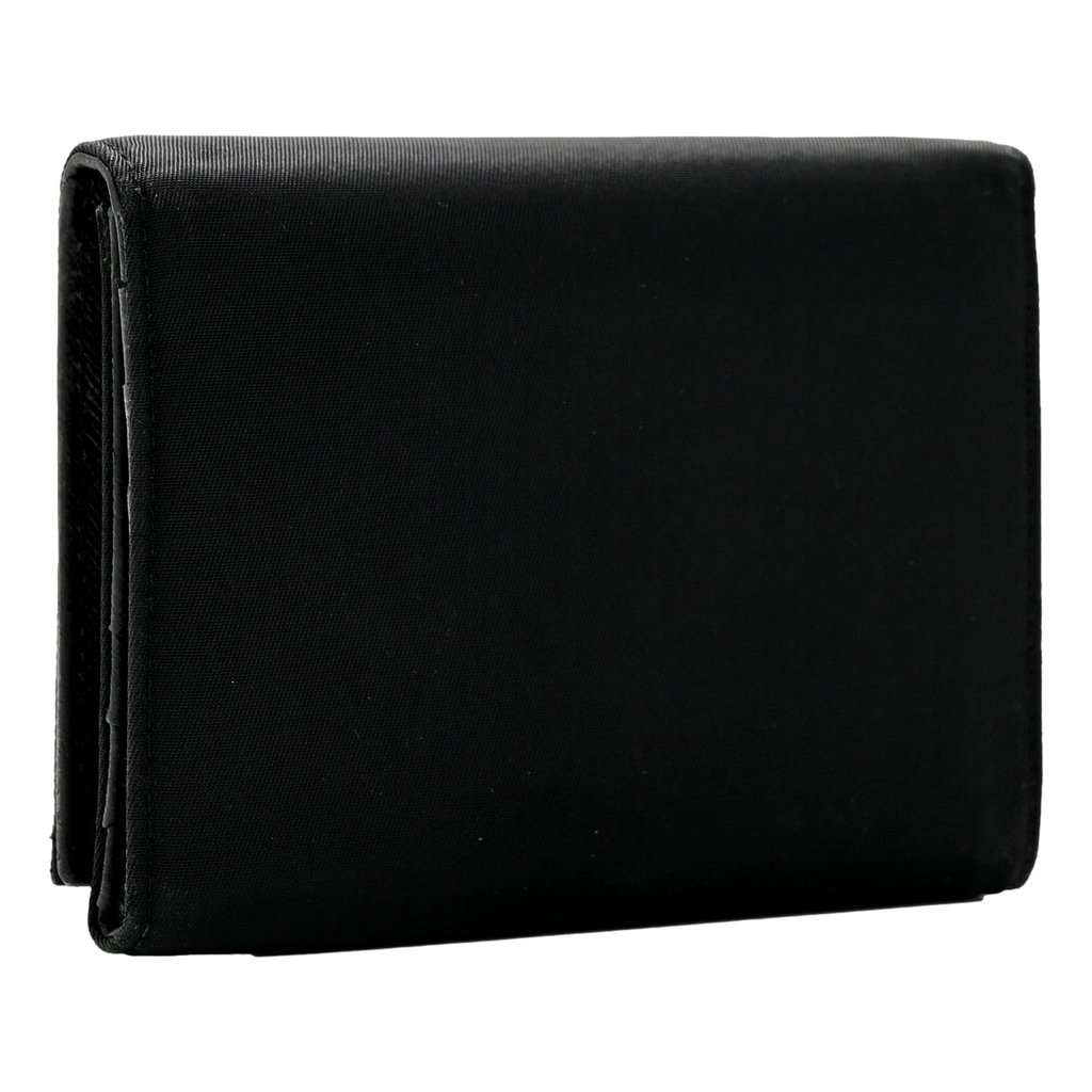 Prada Prada Tessuto Nylon Tri-Fold Compact Wallet Black Black Leather Never worn - Back View