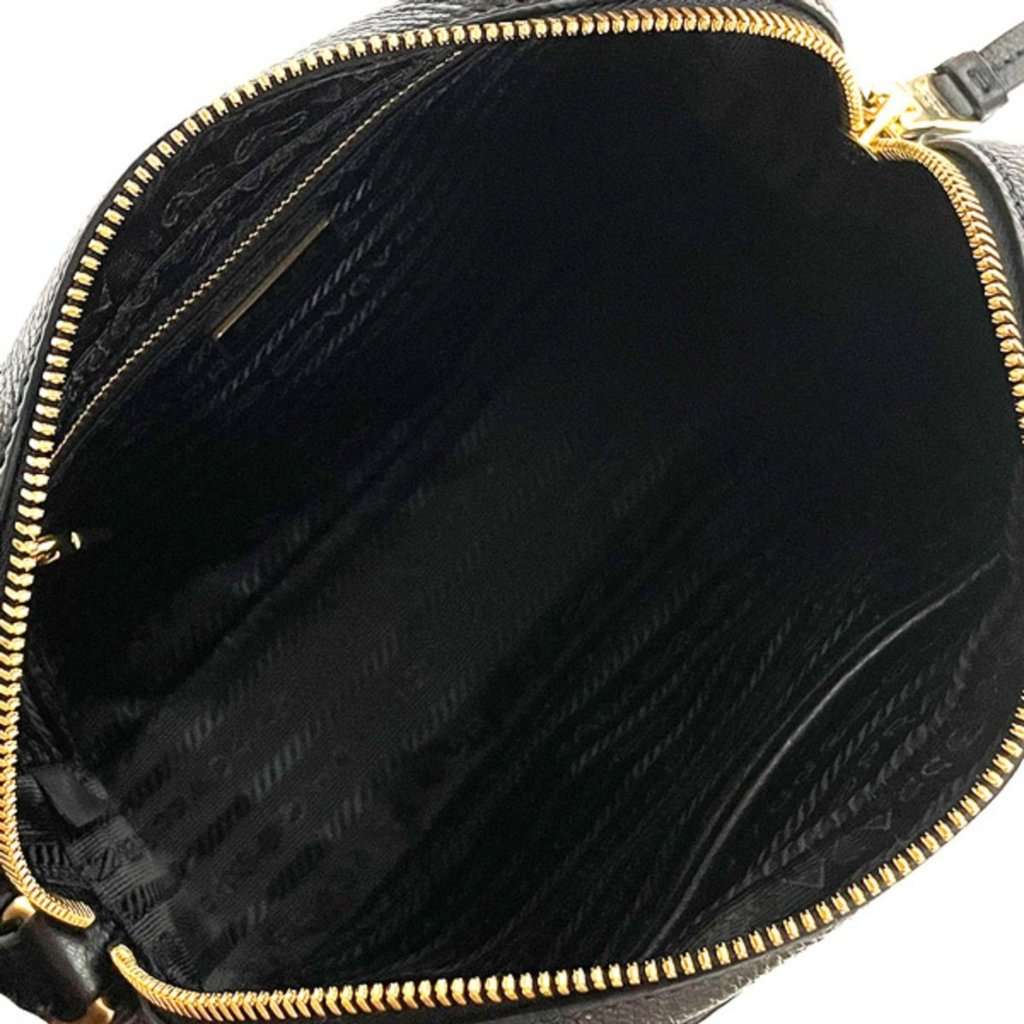 Prada Prada Vitello Phenix Black Leather Gold Logo Camera Crossbody Bag Black Leather Never worn - Inside View