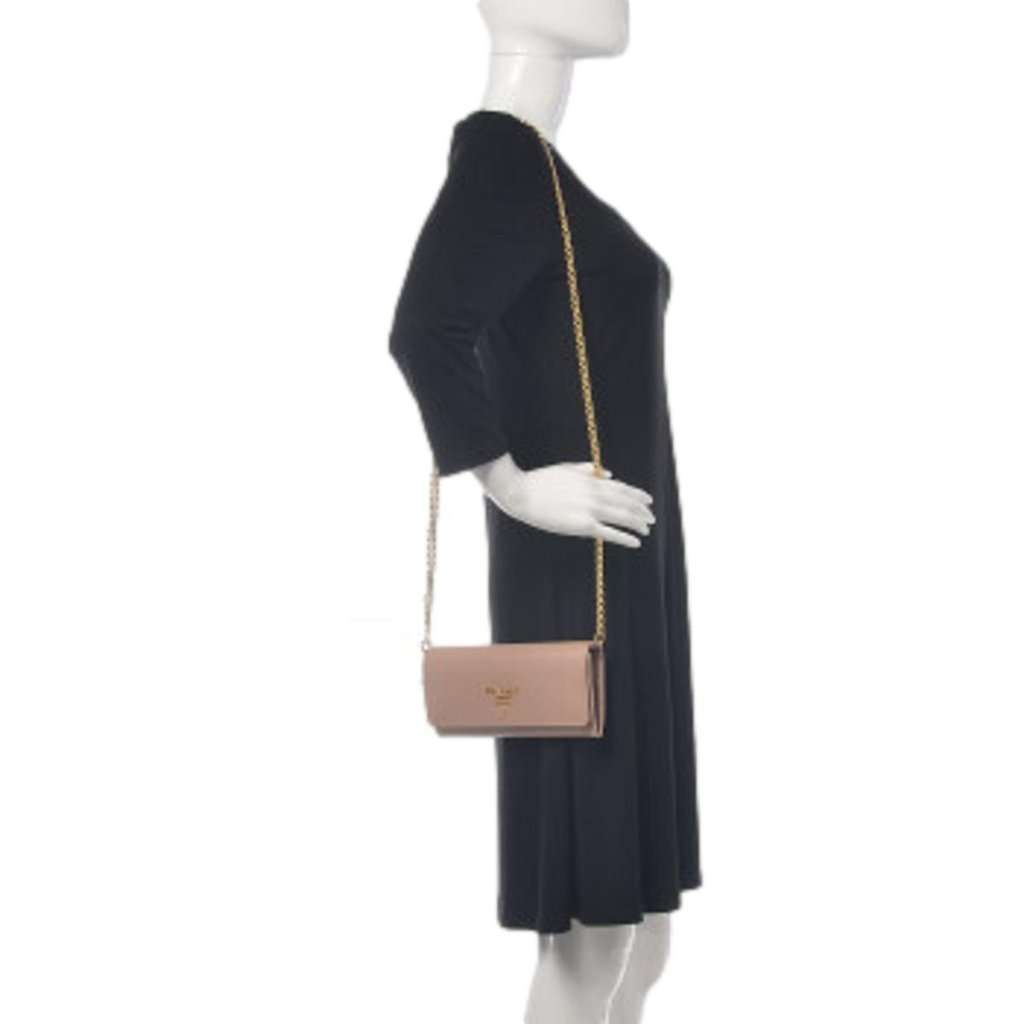 Prada Prada Cipria Beige Vitello Move Leather Chain Wallet Crossbody Beige Leather Never worn - Back View