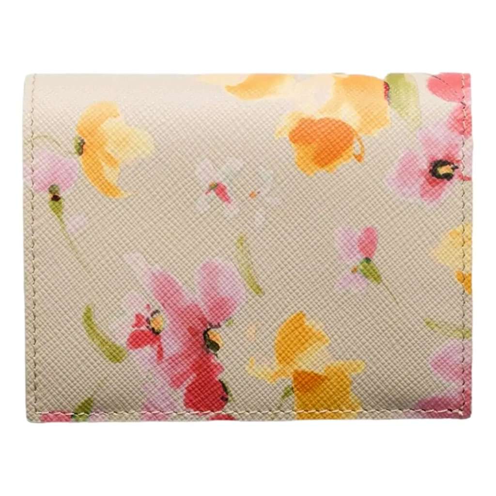 Prada Prada Saffiano Leather Floral Bifold Wallet In Neutral Brown Leather Never worn - Inside View