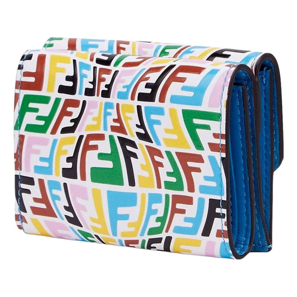 Fendi Fendi Vertigo Baguette Multicolor Leather Small Trifold Wallet Blue Leather Never worn - Back View