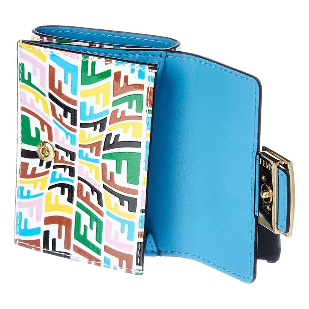 Fendi Fendi Vertigo Baguette Multicolor Leather Small Trifold Wallet Blue Leather Never worn - Inside View