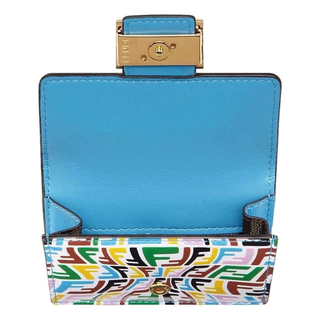 Fendi Fendi Vertigo Baguette Multicolor Leather Small Trifold Wallet Blue Leather Never worn - Model View
