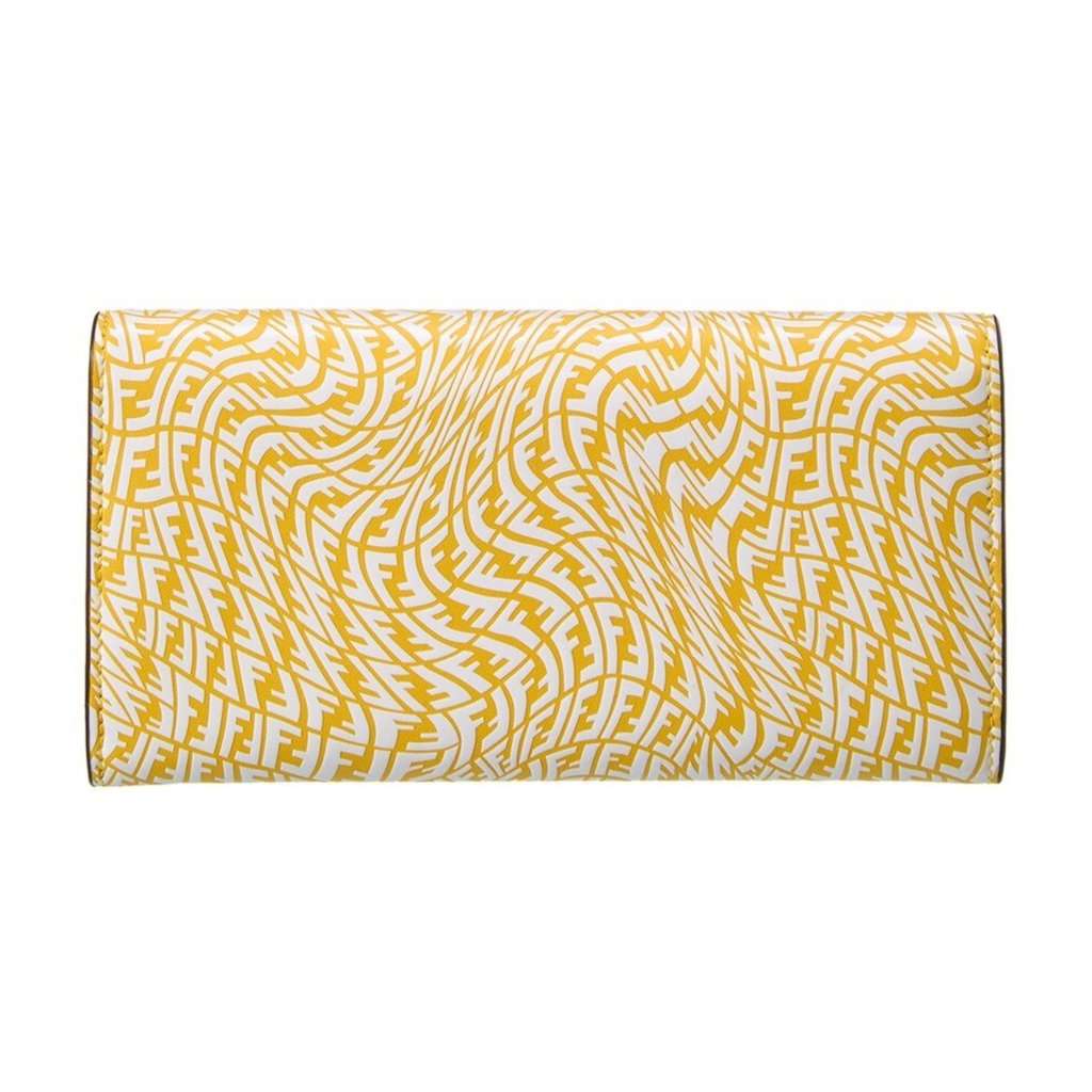 Fendi Fendi F is Fendi Yellow Leather Vertigo Print Long Wallet Yellow Leather Never worn - Back View