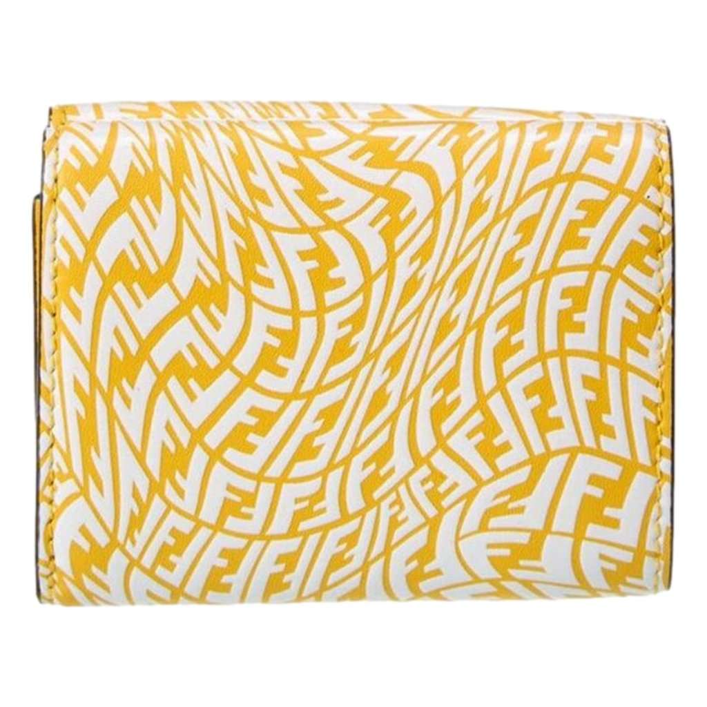 Fendi Fendi F is Fendi Yellow Leather Vertigo Print Small Trifold Wallet Yellow Leather Never worn - Back View