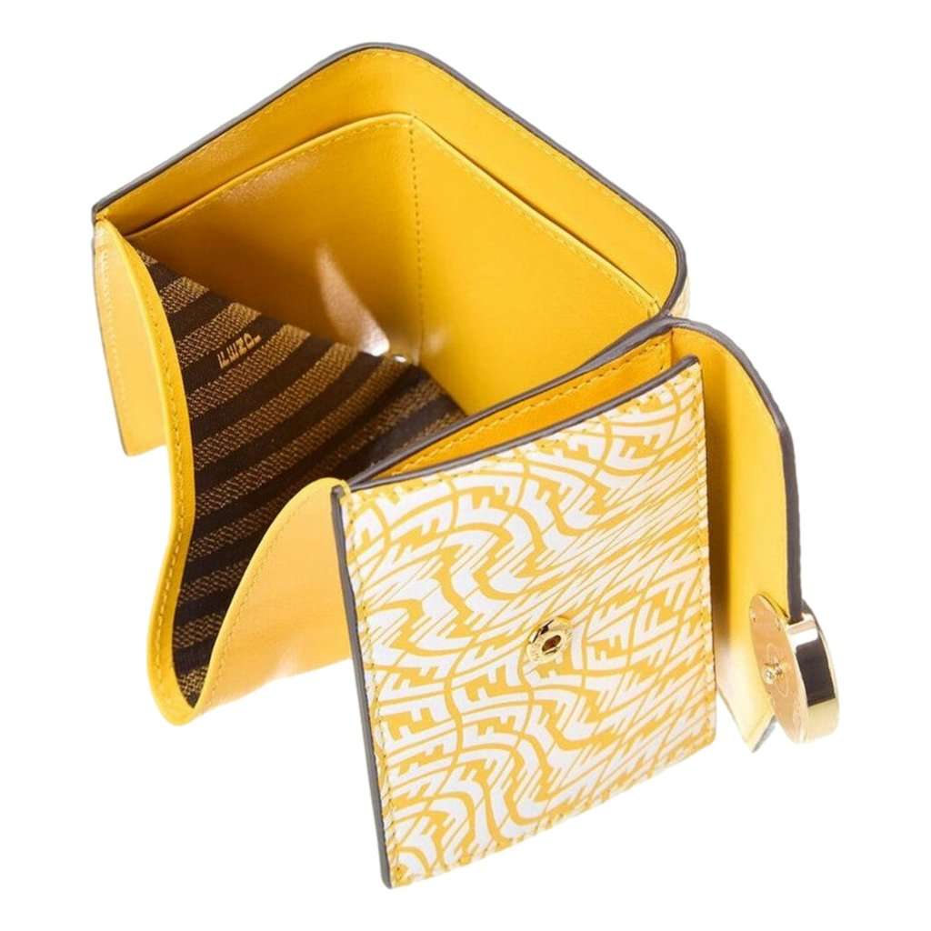 Fendi Fendi F is Fendi Yellow Leather Vertigo Print Small Trifold Wallet Yellow Leather Never worn - Inside View