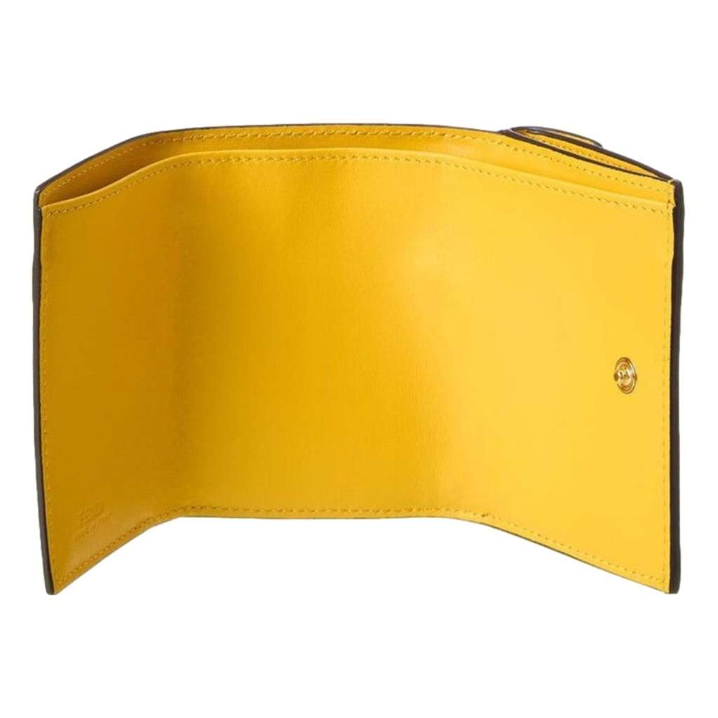 Fendi Fendi F is Fendi Yellow Leather Vertigo Print Small Trifold Wallet Yellow Leather Never worn - Model View