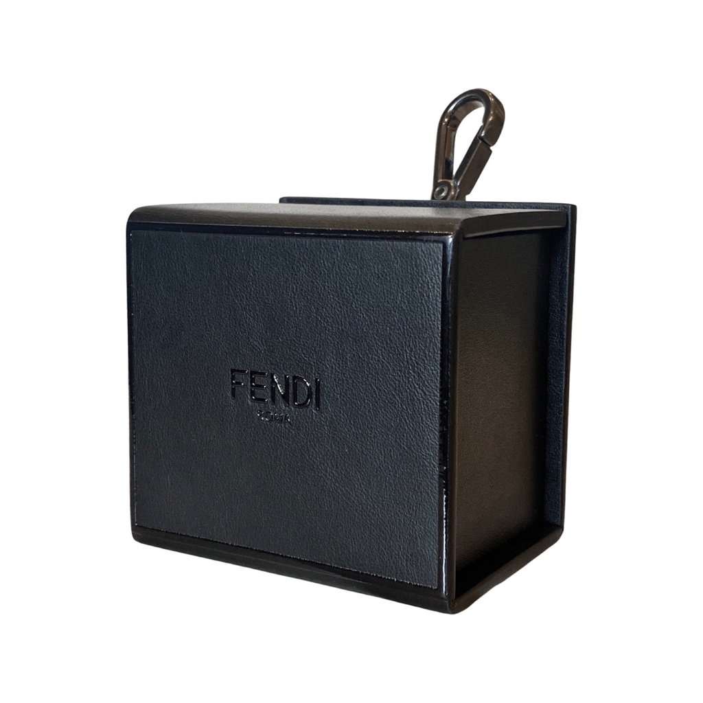 Fendi Fendi Roma Mini Box Black Leather Key Ring Charm Black Leather Never worn - Back View
