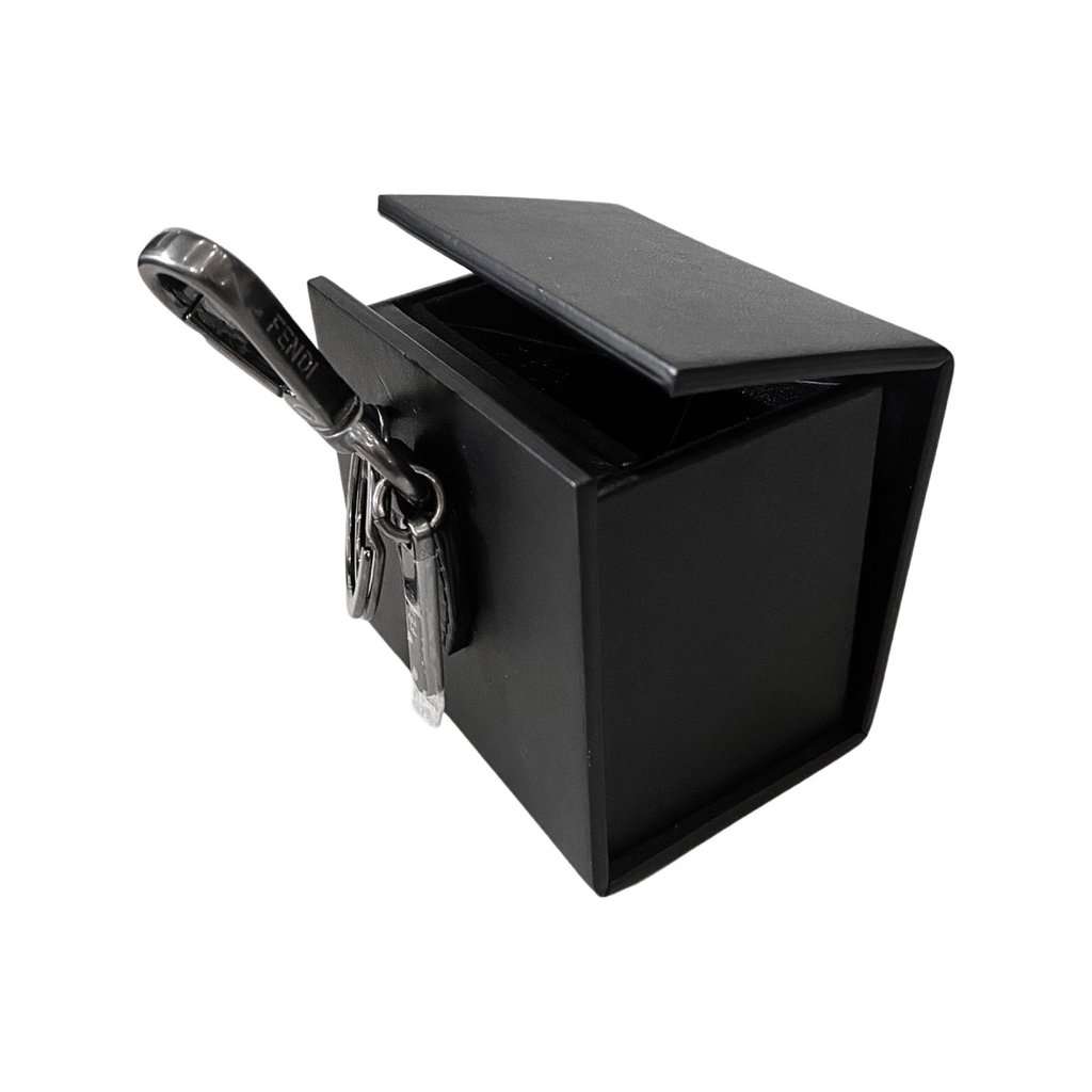 Fendi Fendi Roma Mini Box Black Leather Key Ring Charm Black Leather Never worn - Box View