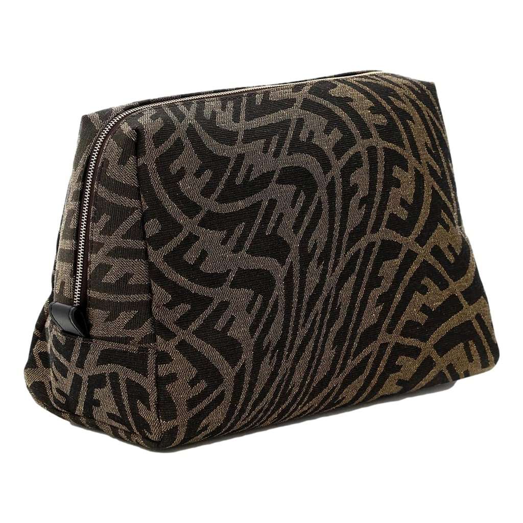 Fendi Fendi FF Vertigo Brown Canvas Small Travel Beauty Pouch Clutch Bag Brown Canvas Never worn - Model View