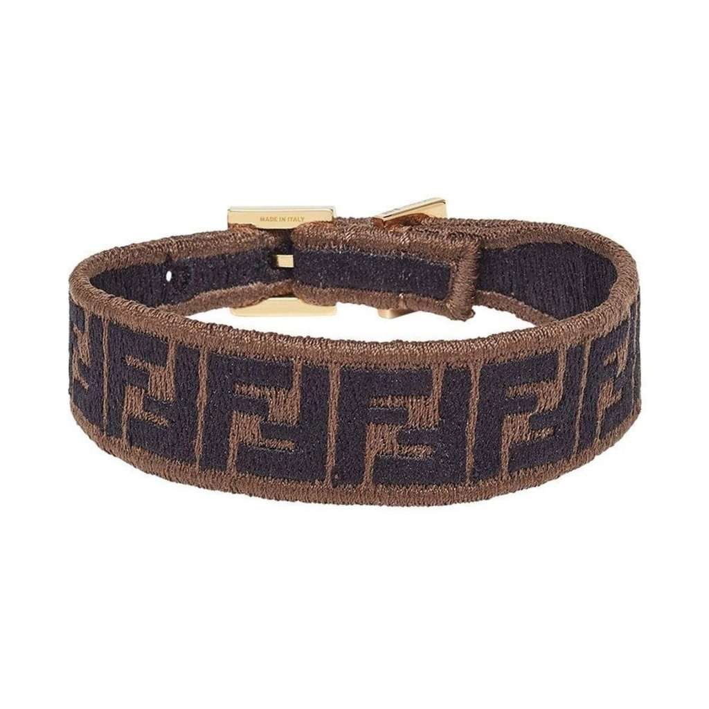 Fendi Fendi FF Embroidered Brown Cyber Blue Kit Bracelet Brown Never worn - Back View