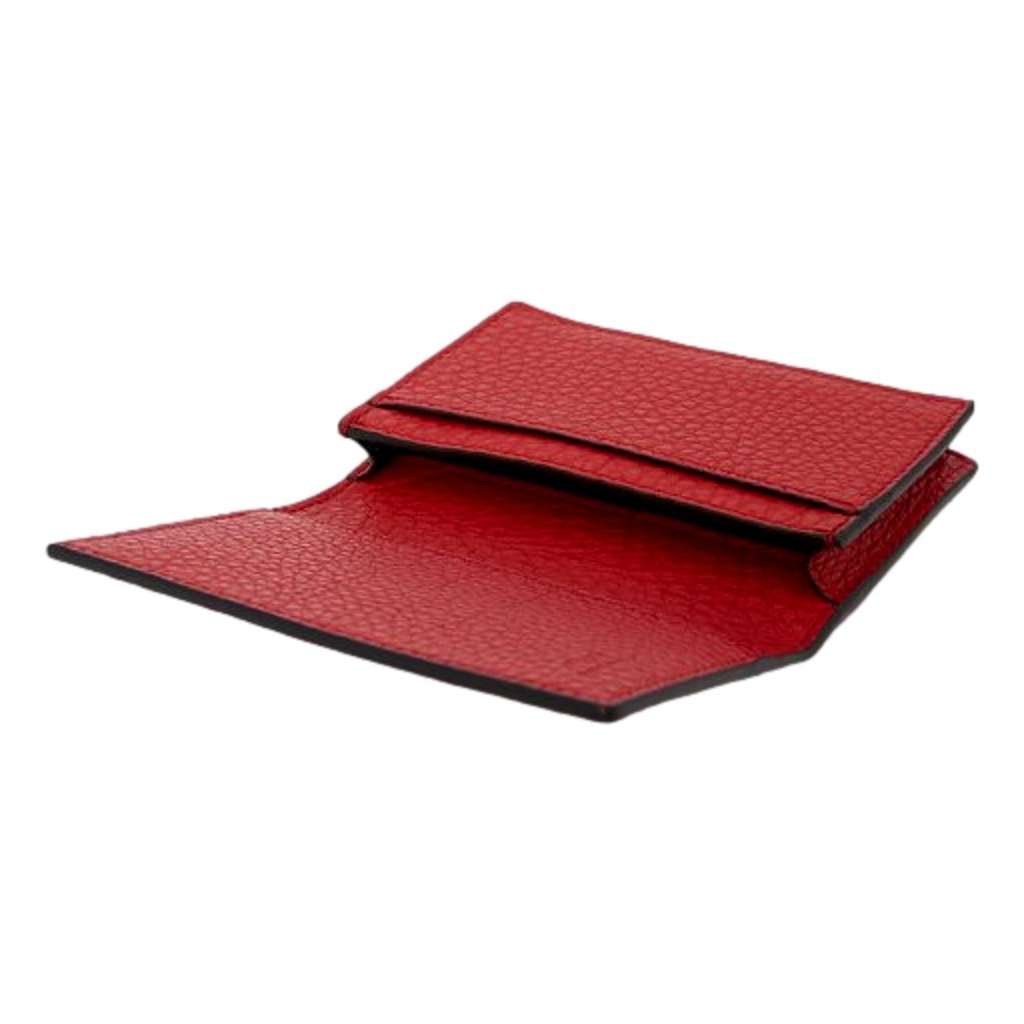 Fendi Fendi Red Grained Leather Baguette Logo Card Case Wallet Red Leather Never worn - Model View