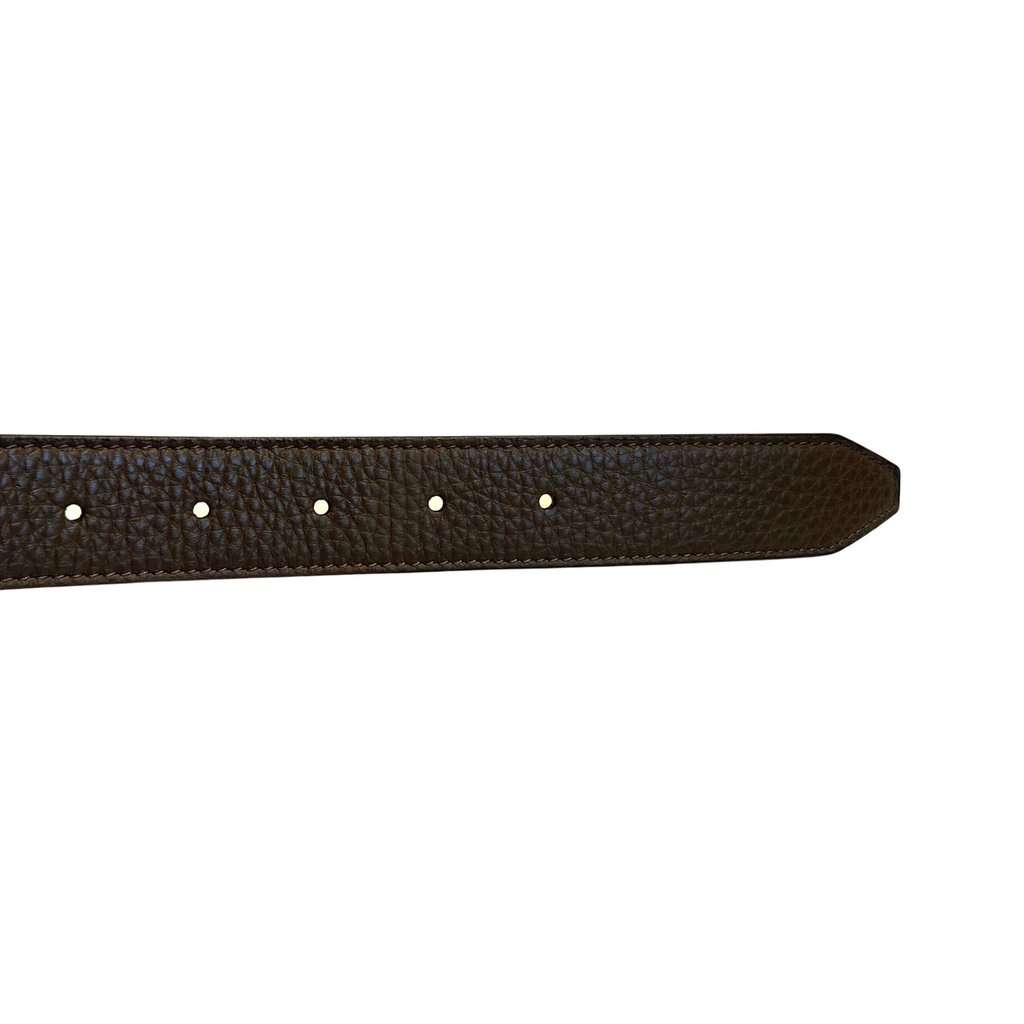 Fendi Fendi Mens Yellow Brown Reversible Grained Leather Belt 95 Black Leather Never worn - Model View