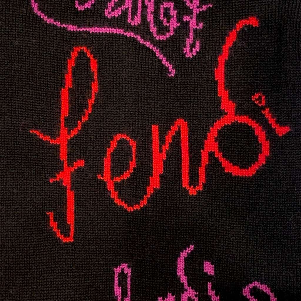 Fendi Fendi x Noel Felding Motif Nero Woven Wool Scarf Black Wool Never worn - Inside View