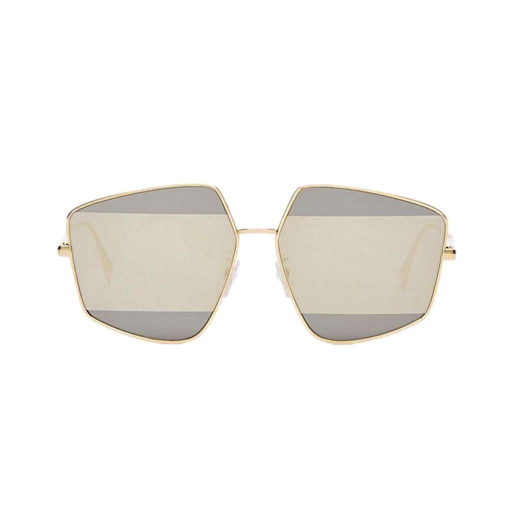 Fendi Fendi Stripes Silver Tint and Gold Frame Metal Sunglasses Silver Never worn - Front View