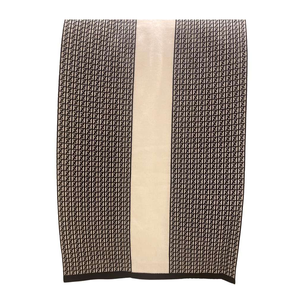 Fendi Fendi FF Print Nero and Bianco Knitted Wool Scarf Black Wool Never worn - Back View