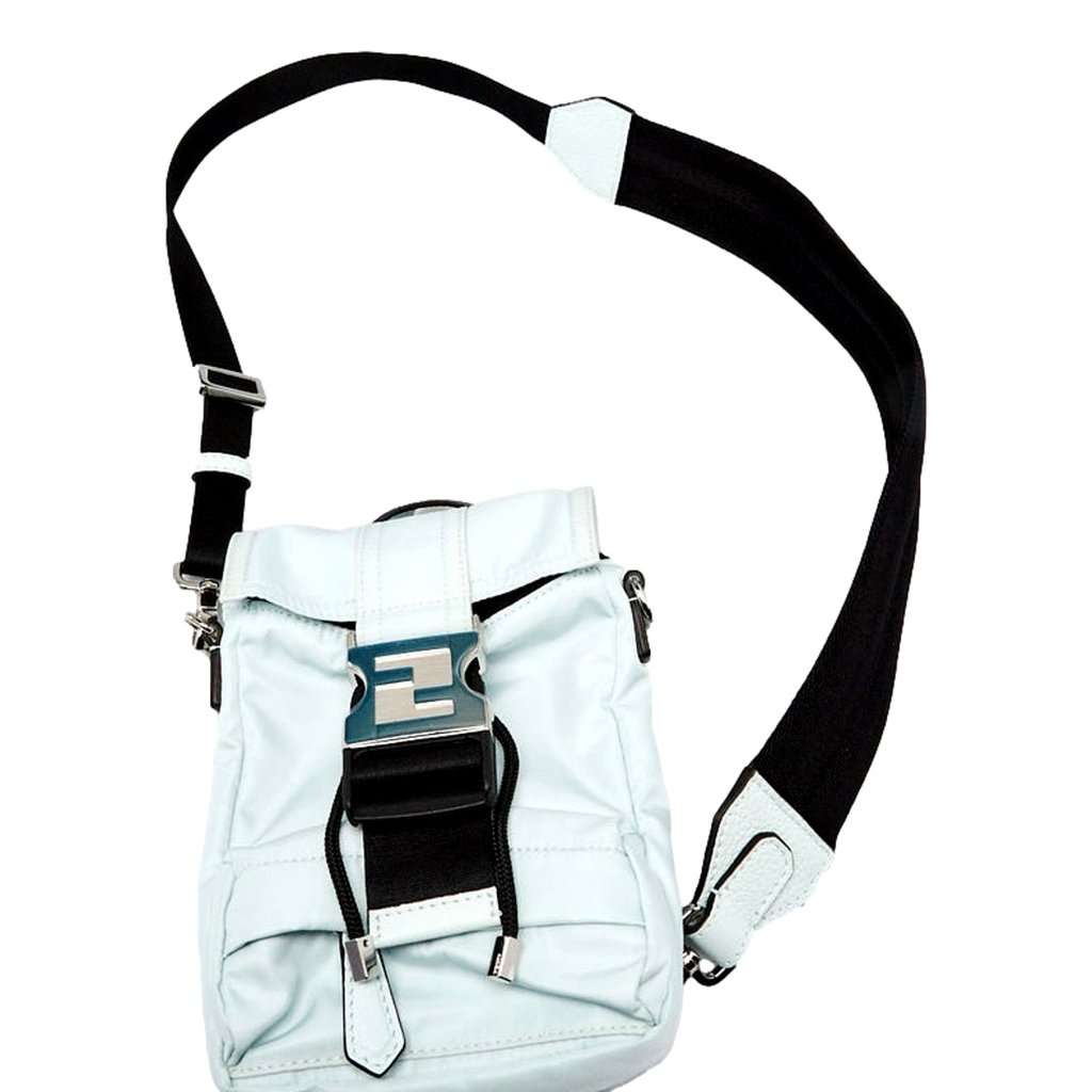 Fendi Fendi Fendiness Mini Backpack Crossbody Cyber Blue Nylon FF Mesh Blue Leather Never worn - Box View