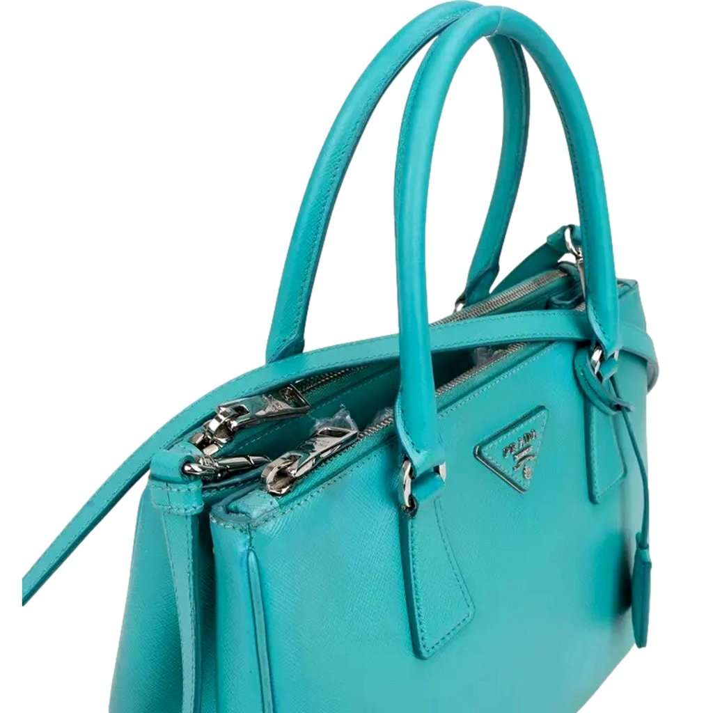 Prada Prada Galleria Saffiano Lux Leather Small Tote Handbag Giada Teal Blue Leather Never worn - Inside View
