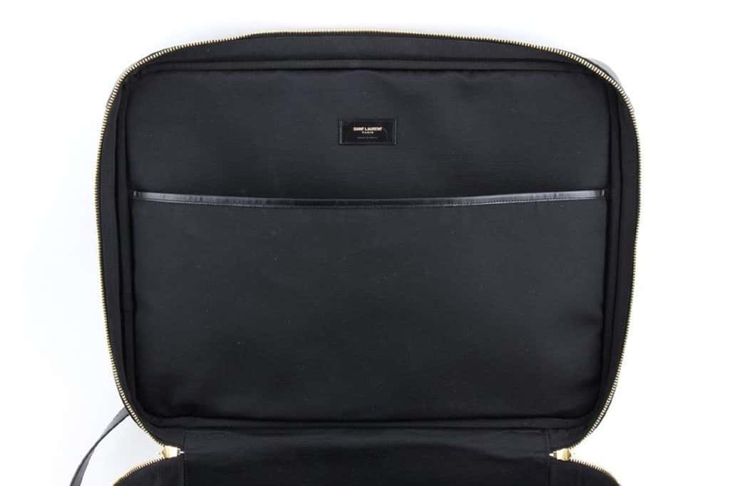 Saint Laurent Saint Laurent Monogram Large Luggage Case Bag Dark Brown Coated Canvas Black Leather Never worn - Model View