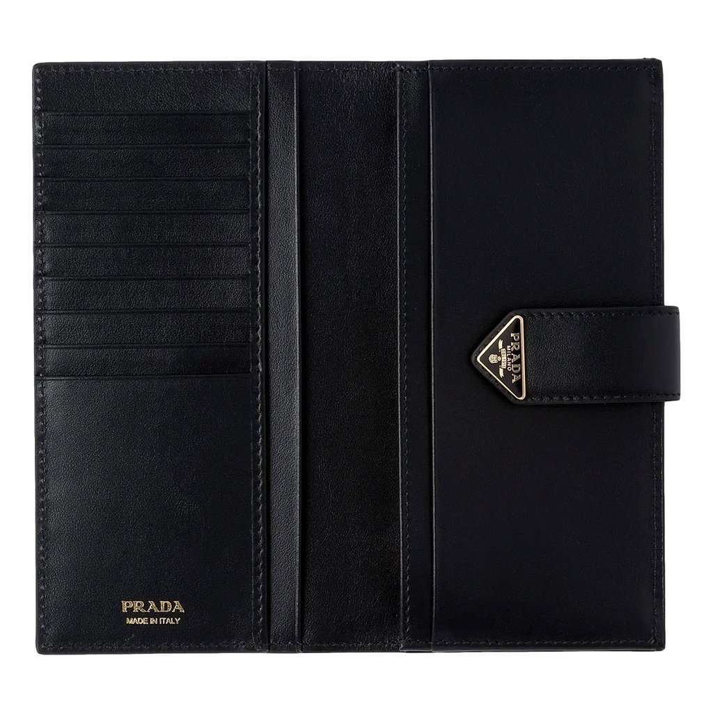 Prada Prada City Smooth Calfskin Long Wallet in Nero Black Black Leather Never worn - Model View