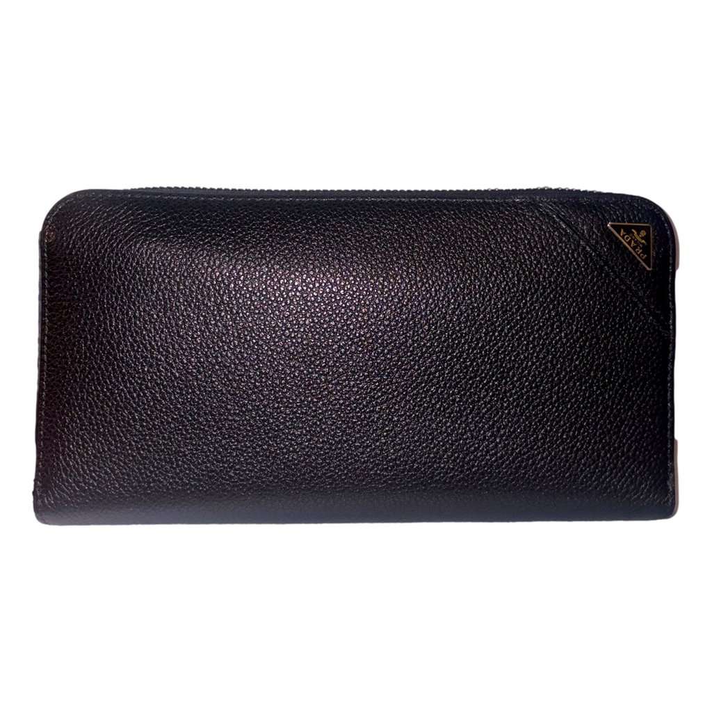 Prada Prada Vitello Micro Grain Long Black Zip Around Continental Wallet Triangle Logo Black Leather Never worn - Front View
