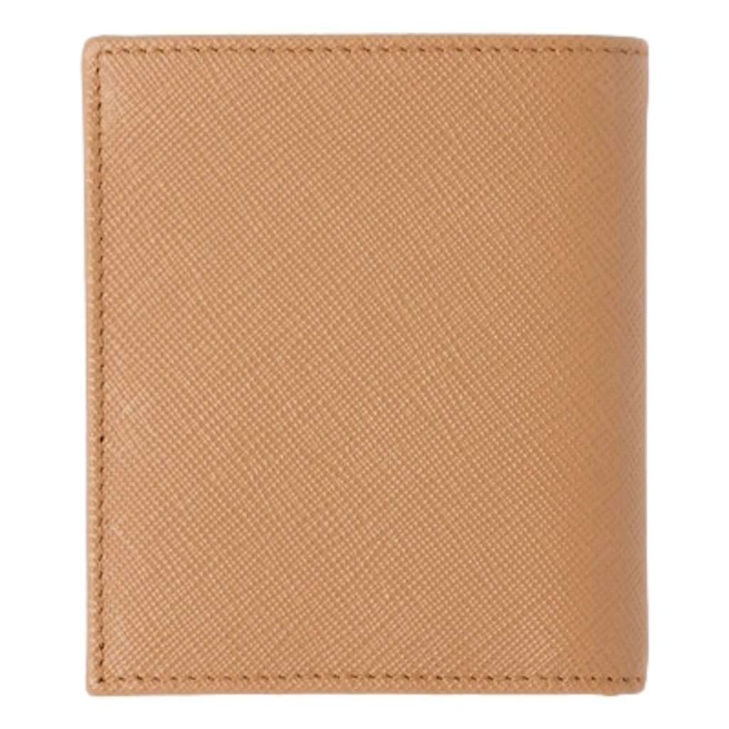Prada Prada Caramel Saffiano Leather Silver Triangle Logo Bifold Card Holder Wallet Beige Leather Never worn - Inside View