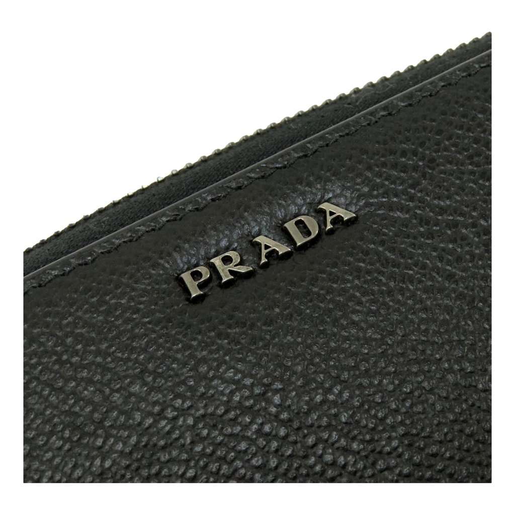 Prada Prada Vitello Grain Long Black and Grey Zip Around Continental Wallet Black Leather Never worn - Inside View