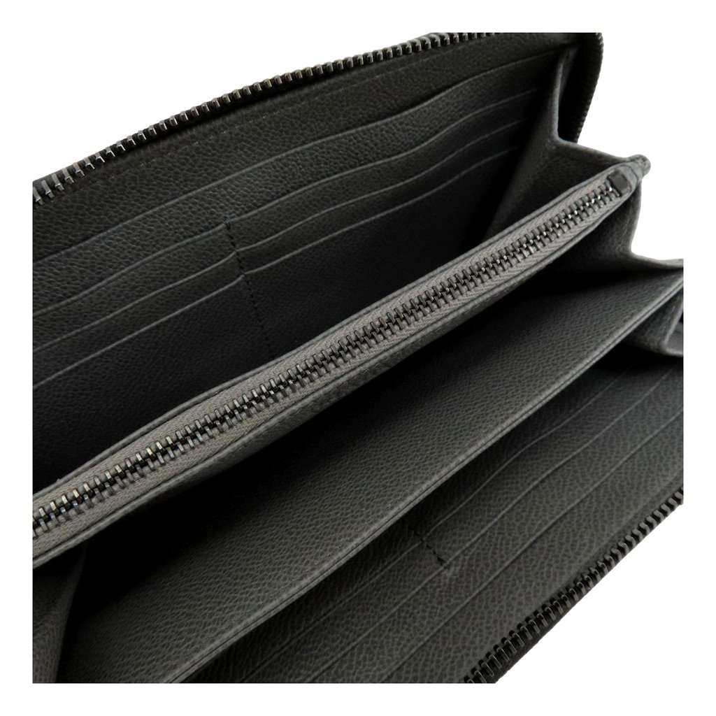 Prada Prada Vitello Grain Long Black and Grey Zip Around Continental Wallet Black Leather Never worn - Box View
