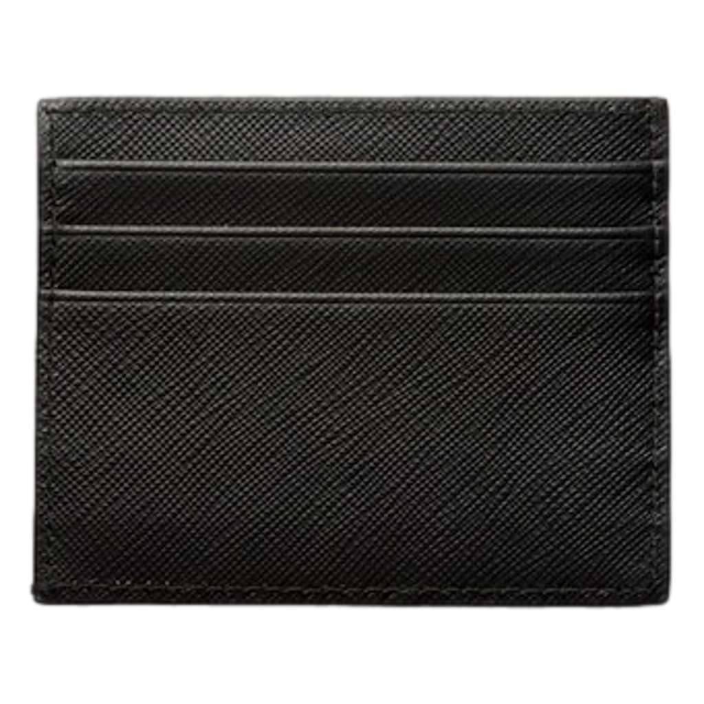 Prada Prada Saffiano Mens Credit Card Wallet Black Nero Silver Triangle Enamel Logo Black Leather Never worn - Inside View