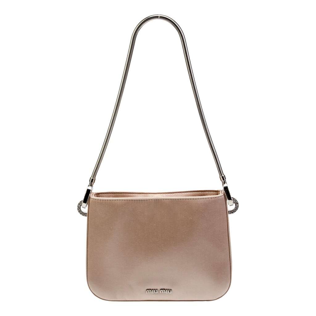 Miu Miu Miu Miu Sassy Crystal Embellished Powder Pink Satin Handbag Pink Satin Never worn - Inside View