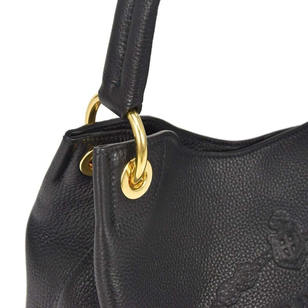 Prada Prada Vitello Phenix Black Leather Embossed Logo Hobo Tote Bag Black Leather Never worn - Box View